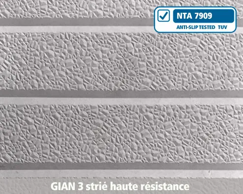 gian3 stri&eacute; haute r&eacute;sistance b&eacute;ton, antid&eacute;rapant, structure, profil, escaliers, nez-de-marche